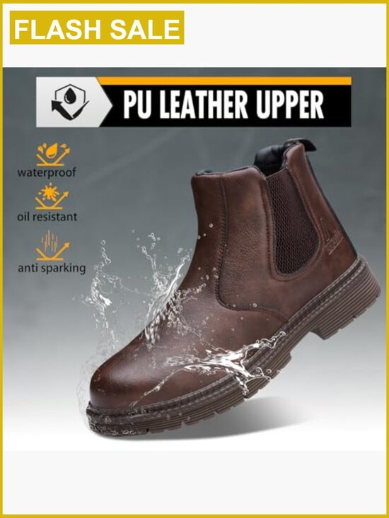Steel Toe Chelsea Boots Men Work Construction Safety Waterproof Lightweight main image 7